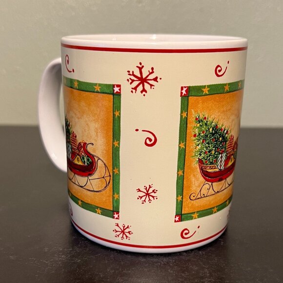 Sakura HAPPY HOLIDAYS Stoneware Mug ~ Art by Gracey Knight ~ Christmas Sleigh - Picture 3 of 9